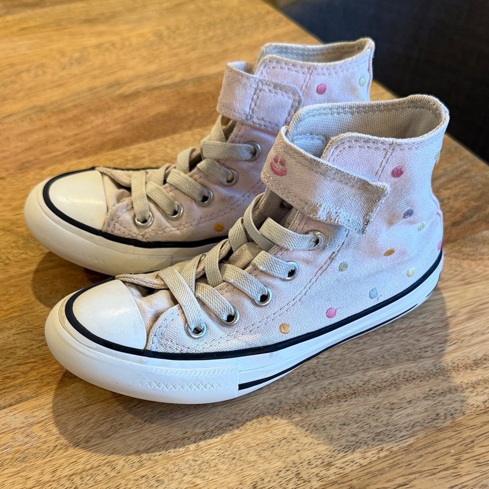 Colorful Polka Dot High-Top Kids Converse Sneakers